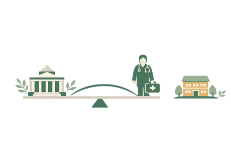Illustration showing Medicare paying the physician practice directly, with the facility unaffected